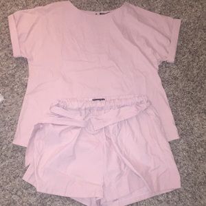 Blush pink shirt and short set